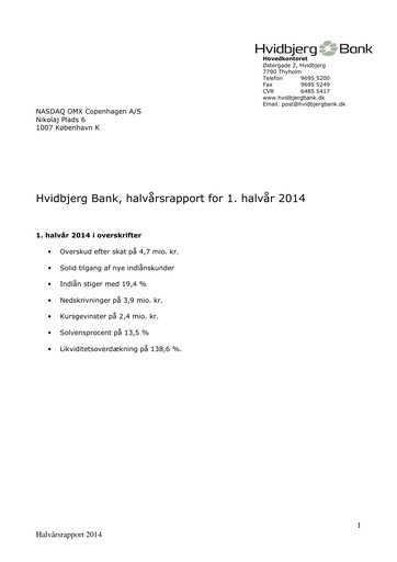 Thumbnail Hvidbjerg Bank Half-year Report 2014-h1