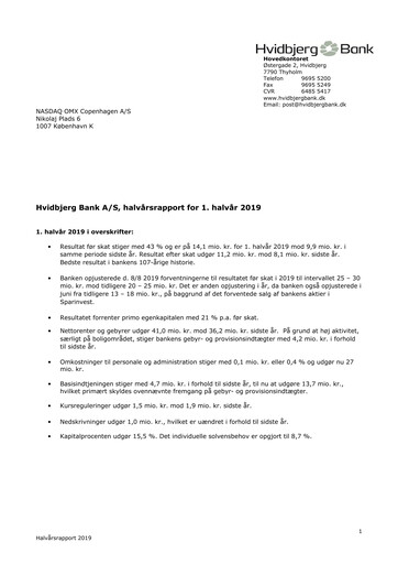 Thumbnail Hvidbjerg Bank Half-year Report 2019-h1