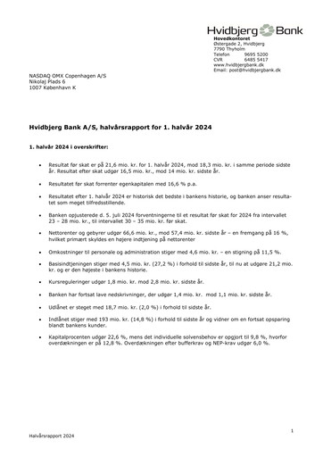 Thumbnail Hvidbjerg Bank Half-year Report 2024-h1
