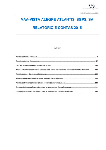 Thumbnail Vista Alegre Atlantis Annual Report 2015