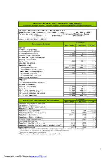 Thumbnail Vista Alegre Atlantis Quarterly Report 2007-q1