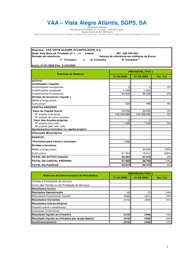 Thumbnail Vista Alegre Atlantis Quarterly Report 2009-q1