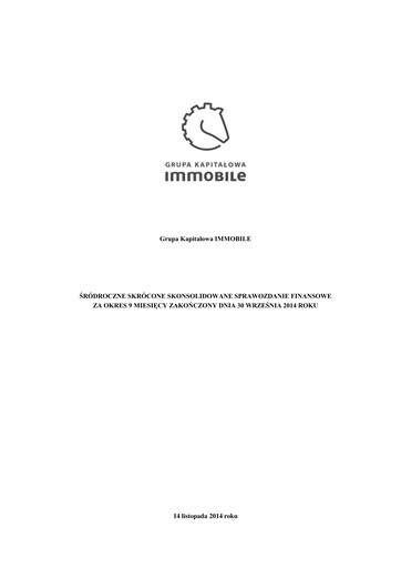 Thumbnail Grupa Kapitałowa Immobile Financial Statement 2014-q3