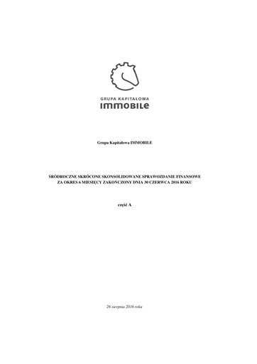Thumbnail Grupa Kapitałowa Immobile Financial Statement 2016-h1