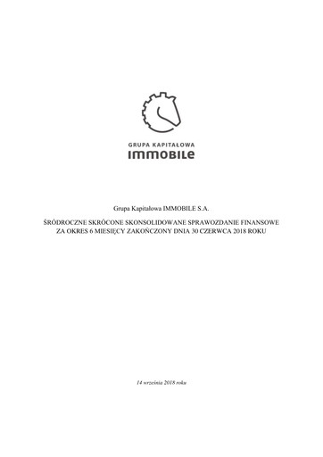 Thumbnail Grupa Kapitałowa Immobile Financial Statement 2018-h1