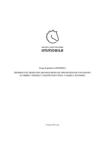 Thumbnail Grupa Kapitałowa Immobile Financial Statement 2018-q1