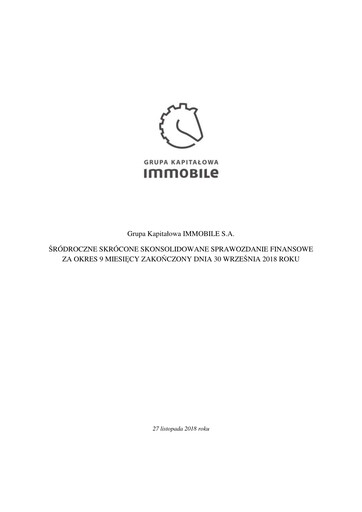 Thumbnail Grupa Kapitałowa Immobile Financial Statement 2018-q3