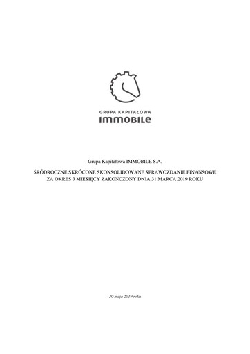 Thumbnail Grupa Kapitałowa Immobile Financial Statement 2019-q1