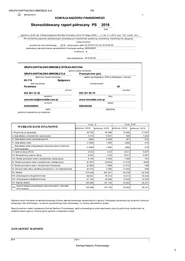 Thumbnail Grupa Kapitałowa Immobile Half-year Report 2016-h1