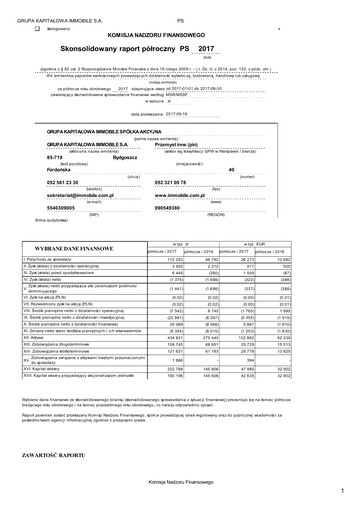 Thumbnail Grupa Kapitałowa Immobile Half-year Report 2017-h1
