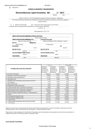 Thumbnail Grupa Kapitałowa Immobile Quarterly Report 2017-q3