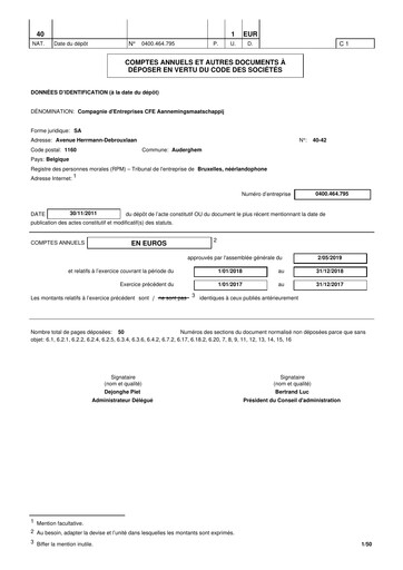 Thumbnail Compagnie d'Entreprises CFE Financial Statement 2018