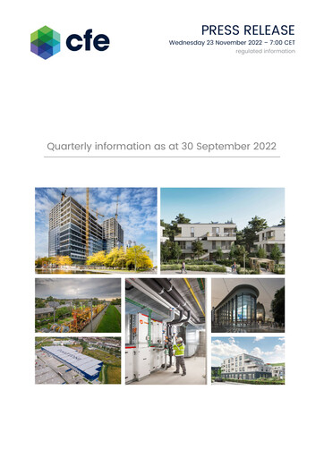 Thumbnail Compagnie d'Entreprises CFE Quarterly Report 2022-q3