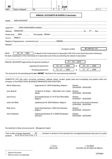 Thumbnail Agfa-Gevaert Annual Report 2009