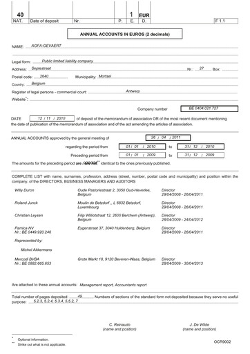 Thumbnail Agfa-Gevaert Annual Report 2010