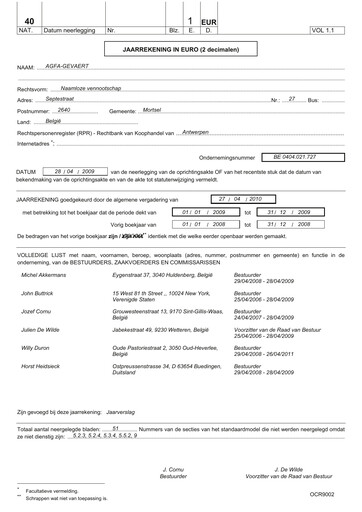 Thumbnail Agfa-Gevaert Annual Report 2009