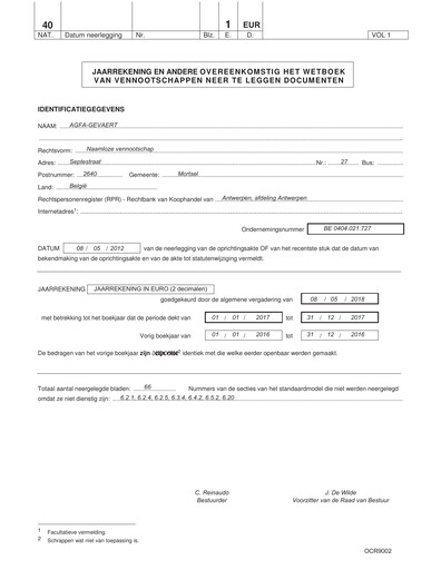 Thumbnail Agfa-Gevaert Annual Report 2017