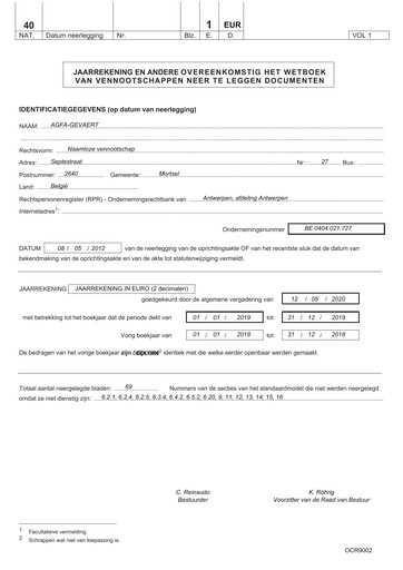 Thumbnail Agfa-Gevaert Annual Report 2019