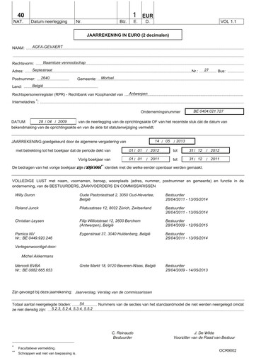 Thumbnail Agfa-Gevaert Financial Statement 2012