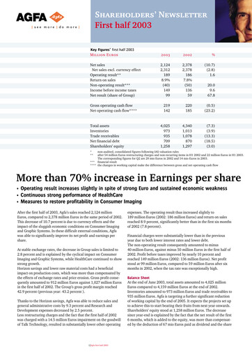 Vorschaubild Agfa-Gevaert Halbjahresbericht 2003-h1