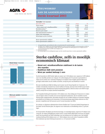 Thumbnail Agfa-Gevaert Quarterly Report 2003-q3