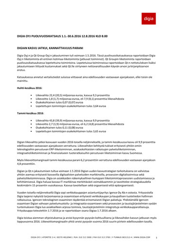 Thumbnail Digia Oyj Half-year Report 2016-h1