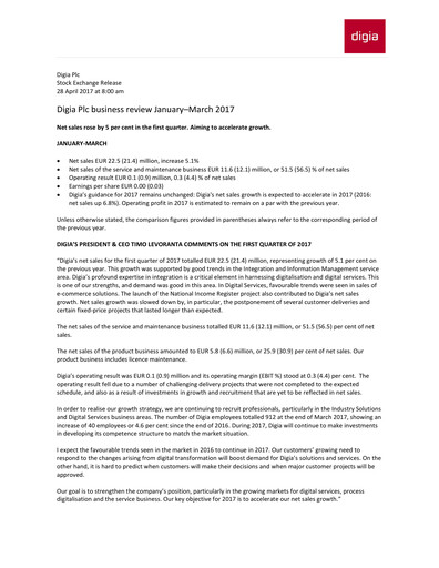 Thumbnail Digia Oyj Quarterly Report 2017-q1