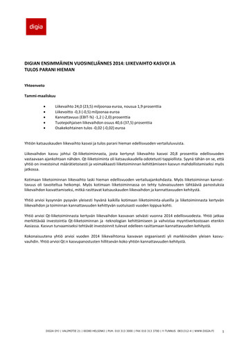 Thumbnail Digia Oyj Quarterly Report 2014-q1