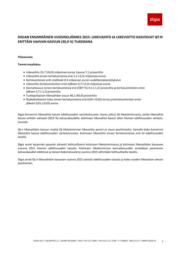 Thumbnail Digia Oyj Quarterly Report 2015-q1