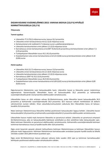Thumbnail Digia Oyj Quarterly Report 2015-q3