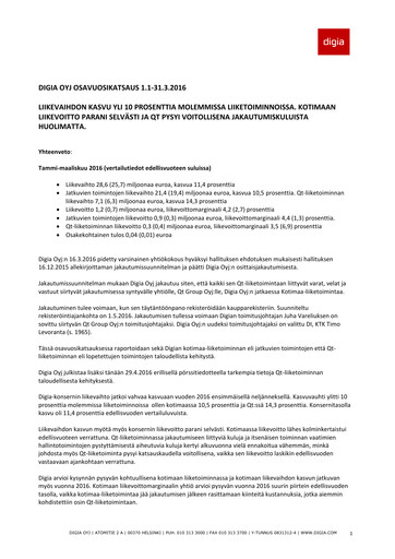 Thumbnail Digia Oyj Quarterly Report 2016-q1