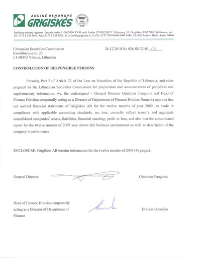 Miniature Grigeo AB Rapport financier 2009