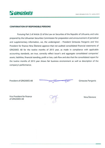 Miniature Grigeo AB Rapport financier 2013