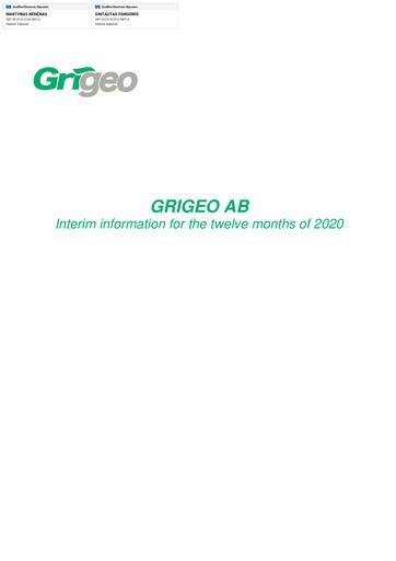 Miniature Grigeo AB Rapport financier 2020