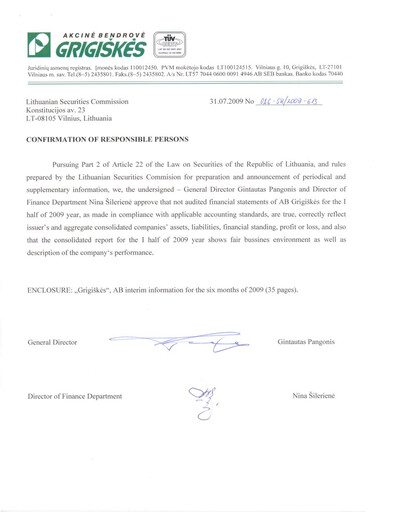Miniature Grigeo AB Rapport semestriel 2009-h1