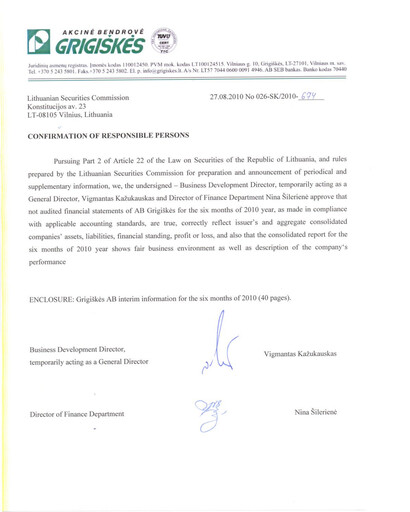 Miniature Grigeo AB Rapport semestriel 2010-h1