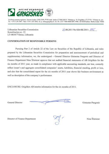 Miniature Grigeo AB Rapport semestriel 2011-h1