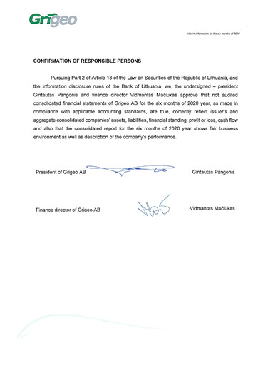 Miniature Grigeo AB Rapport semestriel 2020-h1