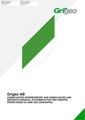 Miniature Grigeo AB Rapport semestriel 2022-h1