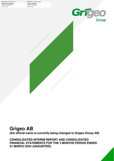 Miniature Grigeo AB Rapport trimestriel 2024-q1