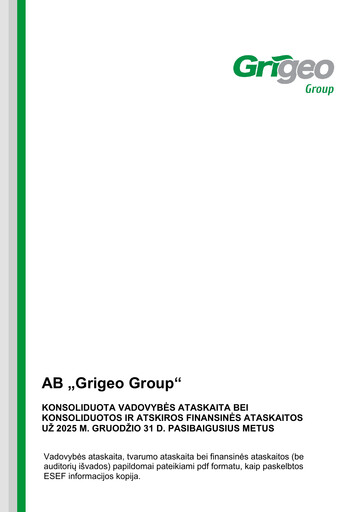 Miniature Grigeo AB Rapport de durabilité 2025