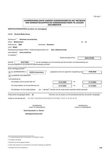 Thumbnail Roularta Media Group Financial Statement 2025