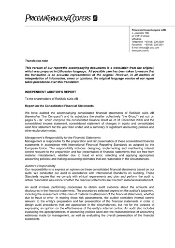 Thumbnail Rokiskio Suris AB Annual Report 2006