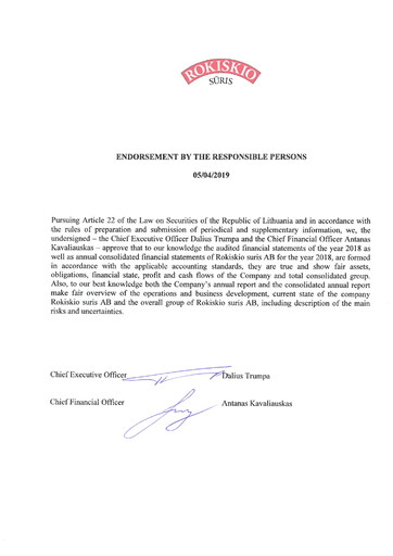 Thumbnail Rokiskio Suris AB Annual Report 2018