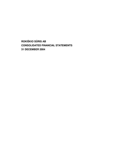 Thumbnail Rokiskio Suris AB Financial Statement 2004