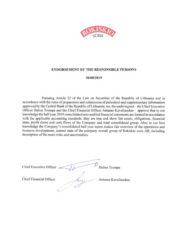 Thumbnail Rokiskio Suris AB Half-year Report 2019-h1