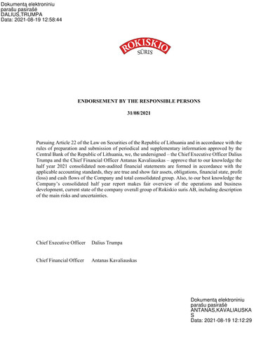 Thumbnail Rokiskio Suris AB Half-year Report 2021-h1