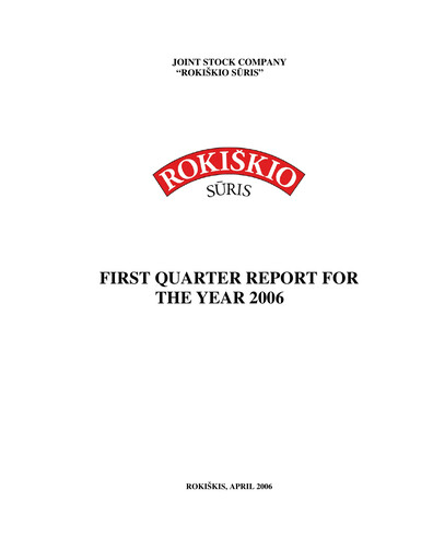 Thumbnail Rokiskio Suris AB Quarterly Report 2006-q1