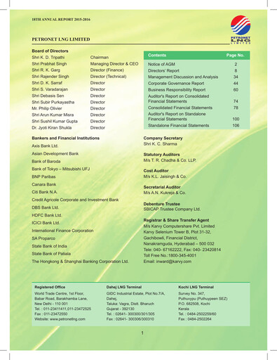 Thumbnail Petronet LNG
 Annual Report 2015-2016