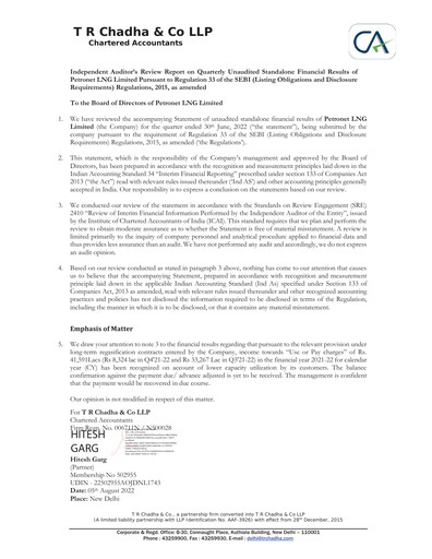 Thumbnail Petronet LNG
 Quarterly Report 2022-q1